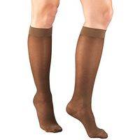 Truform Sheer Compression Stockings, 15-20 mmHg, Women's Knee High Length, Diamond Pattern, Espresso, Large