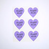 Heartfelt Thanks Stickers by Once Upon Supplies, Heart Shape Envelope Seals and Labels for Thank You Cards, Wedding and Party Favors, 1.5 Inches X 1.5 Inches, Purple, 48 Stickers