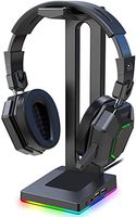 Tabletop RGB Premium Gaming Headphone Stand with 3.5mm AUX and 2 USB Ports, Durable Headset Stand Holder for Bose, Beats, Sony, Sennheiser, Jabra, JBL, AKG, Gaming Accessories