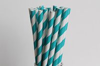 Teal Striped Paper Straws (100)