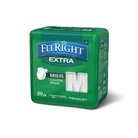 FitRight Extra Adult Briefs with Tabs, Moderate Absorbency, Medium, 32"-42" (Pack of 20)