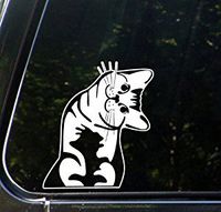 32 & Willys Whatcha Doin I can Haz Cheeseburger Cat Premium Decal 5 inch White | Funny Animal Pet Lover | Girl | Women | VW Bug | car Truck Van Laptop MacBook Bumper Sticker