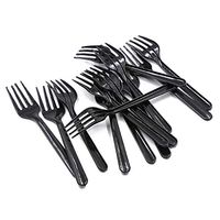 TraveT 95 pcs Extra Heavyweight Black Disposable Plastic Forks Disposable Cutlery Utensils,Black