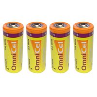 4x Omnicel ER18505 3.6V 3.8Ah Size A Lithium Button Top Battery For Smoke Alarms, Carbon Monoxide Detectors, Intrusion Sensors, Invisible Fencing, Emergency Backup, Data Collection, AMR Add-ons