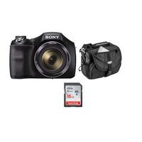 Sony Cyber-shot DSC-H300 Digital Camera, 20.1MP, 35x Optical Zoom, Black - Bundle with 16GB Class 10 SDHC Card, LowePro Holster Case