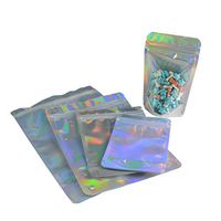100 Pcs Hologram Aluminum Foil Zip Lock Bags Glitter Laser Plastic Mylar Pouch Food Storage Bags Keep Aroma Pouch (Transparent & Holograms Stand Up Zip Lock, 11x16+3 cm(4.33"x6.3"+1.18"))