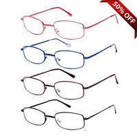 EFE Reading Glasses 4 Pack, Thin Lightweight Spring Hinged Glasses for Reading with Case Men and Women +3.0