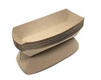 Mr. Miracle 7 Inch Paper Hot Dog Tray in Kraft Paper. Pack of 50. Disposable, Recyclable and Fully Biodegradable. Made in USA