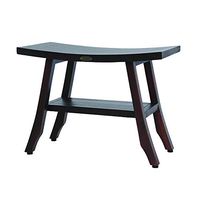 24" Satori Teak Shower Bench- Patented- Eastern Style- Extended Length- with Shelf for Storage- Shower, Shaving, Display- Foot Leveling Pads