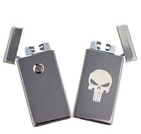Dual Arc Plasma Punisher Skull Windproof Flameless Lighter Rechargeable USB