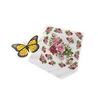 SUSHAFEN 20Pcs/Pack Flower Napkins Green Leaves Disposable Party Paper Napkins for Restaurant Coffee Shop Tableware Tissue Decoupage Decoration Kids Birthday Wedding Party Table Decor