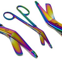 ONE Large Ring Multi Rainbow Color Round Premium Pattern Lister Bandage Scissors 5.5" (14cm)