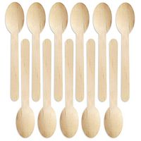 SS Ecom Eco-Friendly Biodegradable Disposable Mini Wooden Dessert Spoons, Pack of 100 Natural Birch Wood Tester Teaspoon Cutlery Set for Parties, BBQ, Birthdays, Picnics and Events - 110 mm (4.3 inch)