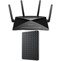 NETGEAR Nighthawk X10 - AD7200 802.11ac/ad Quad-Stream MU-MIMO WiFi Router with 1.7GHz Quad-core Processor & Plex Media Server (R9000) and Seagate Expansion 1TB Portable External Hard Drive USB 3.0 (STEA1000400)