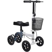 Give Me Knee Scooter Super Compact & Portable Knee Walker Crutches Alternative Steerable in White + Blue