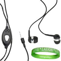(BLACK) Vibrant Noise Isolating Earbud Earphones with Microphone for LG Optimus Elite Android Phone + Vangoddy Live Laugh Love Wristband!!