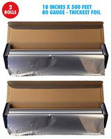 Heavy Duty Aluminum Foil, 18 Inches X 500 Feet, Commercial Industry Grade, Food Service, Wrap, Bulk Thick Super Heavy Duty Roll (2-Pack)