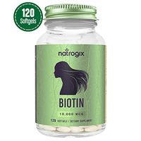 Biotin High Potency 10000 Mcg Per Veggie Softgel by Natrogix - Hair Loss Product Supports Hair Growth, Glowing Skin and Strong Nails - 120 Mini-Veggie Softgels for Better Absorption