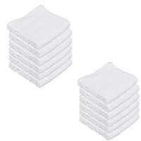 IZO.Bath - 12 Pack 12"x12" Cotton Fingertip-Hand-Face Towels- 100% Extra Soft Ring Spun Washcloths, Highly Absorbent Cleaning Cloth, Brilliant White