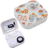 Portable Contact Lens Case Box Travel Kit Mirror + Bottle + Tweezers Container Holder [ Floral Tea Cute ]