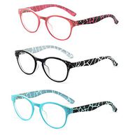 OCCI CHIARI Women Stylish Elegant Oval Lightweight Designer Reading Glasses (OC5004-3 Pack(Blue+Black+Pink), 1.75)
