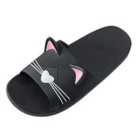 Slippers Men&Women Home Indoors Slippers Cartoon Cat Floor Family Shoes Beach Sandals Non-Slip Bathroom Slippers Black
