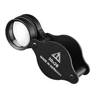 Portable 30X Jewelers Loupe Magnifier - Double Deck Glass Magnifying Eye Loop Stand - Best for Jewelry Identifying Type, Diamonds, Coins, Miniatures, Engravings, Markings, Textile Fabric