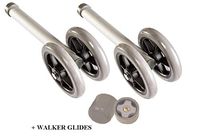 Heavy Duty Bariatric Walker Wheels Pair, Universal Replacement Wheel Kit for Walkers with Free Walker Glides Accessories Double 5" Wheels with Glide Tips 1/pr by Healthline Trading