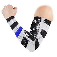 Blue Line Black American Flag Unisex 2Pcs Arm Protection Sleeve UV Sun Guard Tattoo Compression Sleeves for Outdoor/Basketball/Football/Cycling/Running/Farm/Work