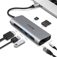 Usb C Hub, VIVK 7-in-1 Type C Stable Hub with 1000Mbps Ethernet Port, 4K HDMI , 2 USB 3.0 Ports, SD/TF Card Reader, Charging with 60W Power, for Mac Pro and Other Type C Laptops