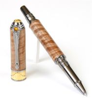 Art Deco Rollerball Pen - Black Titanium and 22kt Gold - Pyinma