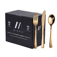 300 Pieces Gold Disposable Plastic Silverware - Plastic Cutlery Set - Heavyweight Flatware Set - 100 Forks, 100 Spoons, 100 Knives (Deluxe)