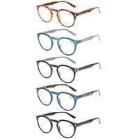 Reading Glasses 5 Pack Fashion Large Round Readers Quality Spring Hinge Glasses for Reading (5 Pack Mix Color, 2.75)