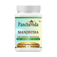 Panchaveda Manjistha 400 mg Extract (120 Veg Capsules) Organic Natural Ayurvedic Herbal Blood Purifier Supplement - Rubia Cordifolia Indian Madder for Healthy Clear Skin Complexion Detox Acne Pimples