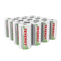 Tenergy Centura 1.2V NiMH Rechargeable D Battery, 8000mAh Low Self Discharge D Cell Batteries, Pre-Charged D Size Battery, 16 Pack - UL Certified