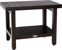 AquaTeak 24" Spa Mocha Teak Shower Bench with Shelf
