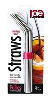 MSC International 12685 Stainless Steel Drinking Straws with Cleaning Brush (8 Pack) Kitchen Essentials, 4 x 1 x 9.7 inches, Silver