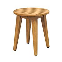 Asta Solid Teak Indoor Outdoor Round Shower/Bath/Spa Stool, Side Table, Fully Assembled, TB-119