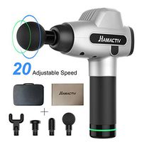 HAMACTIV Massage Gun, Upgraded Handheld Vibration Deep Tissue Muscle Massager Device, Powerful Cordless Percussion to Full Body Muscle Massager with 20 Adjustable Speed and 4 Attachments (Silver)