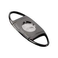 Personalised Cigar Cutter Stainless Steel Double Blade Guillotine Cigar Scissors with Free Engraving(Black)