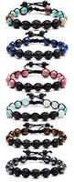 Bivei Lava Rock Stone Aromatherapy Essential Oil Diffuser Braided Woven Adjustable Natural Gemstone Beads Crystal Bracelet(Set of 6)