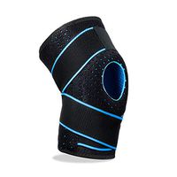 SupreGear Knee Brace, Adjustable Universal Knee Brace Patella Stabilizer Knee Pain Relief Patella Stabilizing Dual Compression Knee Sleeves w/Hook & Loop for Running/Jumping/Basketball/Tennis (Blue)