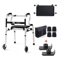Water Resistant Walking Aids Medical Care Elderly Walker with Soft Board and Wheels for Seniors, Handicap, Fracture Disabled, Max 180 Kg