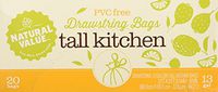 Natural Value 13 Gallon Drawstring Tall Kitchen Bags, 20 Bags