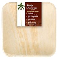 Simply Greenware Palm Leaf Plates 6 Inch | 25 Count | Sturdy & Premium Quality Square Plates | 100% Compostable Disposable & Better than Paper Plates | Salads Appetizer Snacks Weddings Camping Luau !