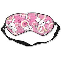 Cute Pink Bunny Sleep Eye Mask for Sleeping Contoured Eyemask Silk Best Night Blinder Eyeshade for Men Women Kids