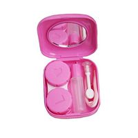 Set of 2 Eye Care Contact Lens Case Holders Solution Travel Kit Cases, Rose Red
