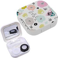 Portable Contact Lens Case Box Travel Kit Mirror + Bottle + Tweezers Container Holder [ Creative Decorative Flowers ]