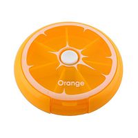 Cojoy Portable Round 7 Day Medicine Pill Vitamin Box Case Container Dispenser Medicine Vitamin Storage Holder Pomelo (Orange)