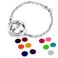 HOUSWEETY Aromatherapy Essential Oil Diffuser Bracelet Locket Jewelry with 11 Refill Pads (Engraving)